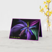 Elegantes Fraktal von Lila-schwarz Gelb & Blau Karte (Gelbe Blume)