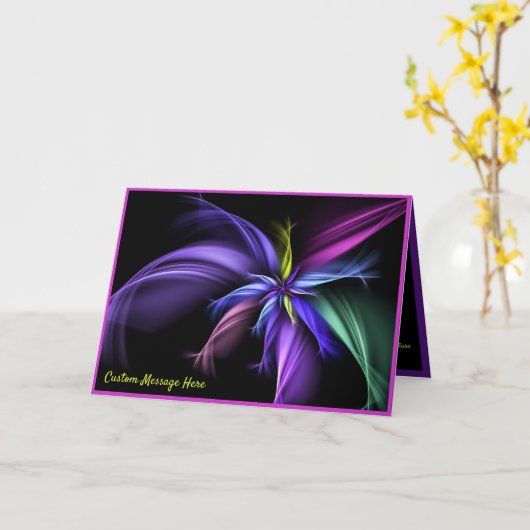 Elegantes Fraktal von Lila-schwarz Gelb & Blau Karte (Gelbe Blume)