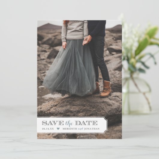 Elegantes Frame-Foto-Overlay Save the Date (Stehend Vorderseite)