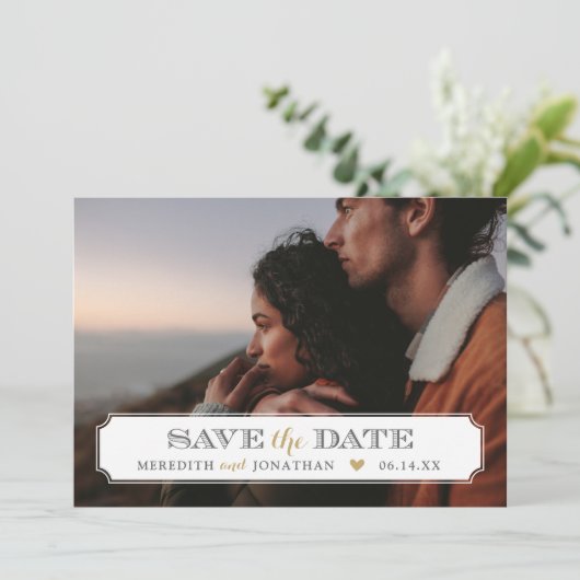 Elegantes Frame-Foto-Overlay Save the Date (Stehend Vorderseite)