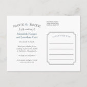 Elegantes Frame-Foto-Overlay Save the Date Ankündigungspostkarte (Rückseite)