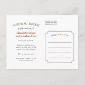 Elegantes Frame-Foto-Overlay Save the Date Ankündigungspostkarte (Rückseite)