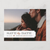 Elegantes Frame-Foto-Overlay Save the Date Ankündigungspostkarte (Vorderseite)