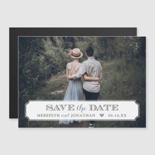 Elegantes Frame-Foto-Overlay Save the Date Magnetkarte (Vorne/Hinten)