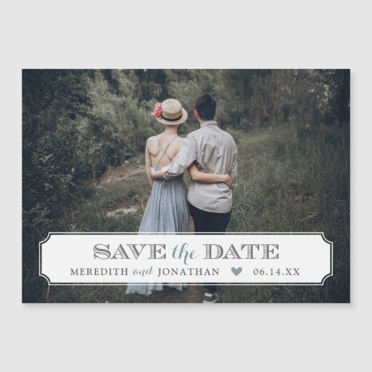 Elegantes Frame-Foto-Overlay Save the Date Magnetkarte (Vorderseite)