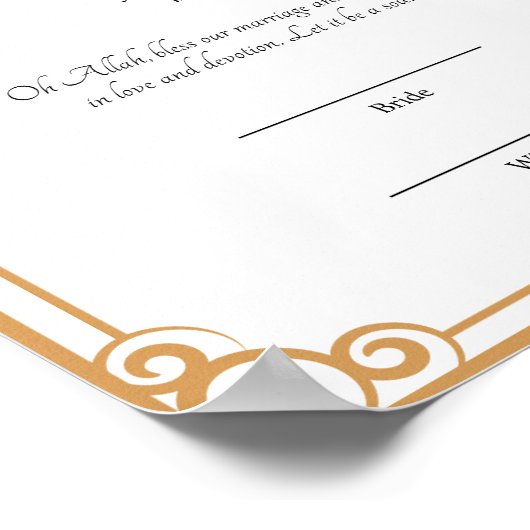 Elegantes Frame muslimisches Nikah-Zertifikat-Plak Poster (Ecke)