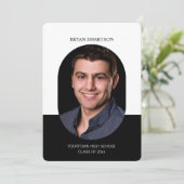 Elegantes Frame Schwarz-weiß Abschluss Foto Einladung (Stehend Vorderseite)