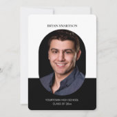 Elegantes Frame Schwarz-weiß Abschluss Foto Einladung (Vorderseite)