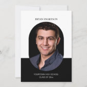 Elegantes Frame Schwarz-weißes zweiseitiges Abschl Einladung (Vorderseite)