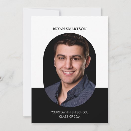 Elegantes Frame Schwarz-weißes zweiseitiges Abschl Einladung (Vorderseite)