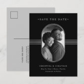 Elegantes Frame Silver und Black Foto Ankündigungspostkarte (Vorne/Hinten)