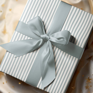 Elegantes Französisch Blau und Weiß dünne Streifen Geschenkpapier