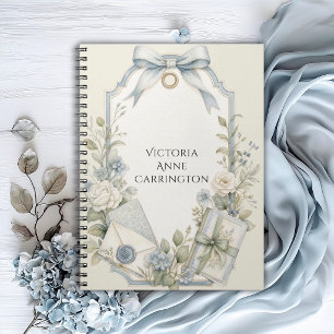 Elegantes Französisch Blaues Salbei-Blumen-Persona Notizblock