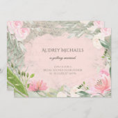 Elegantes französisch-rosa florales Romantisches B Einladung (Vorne/Hinten)