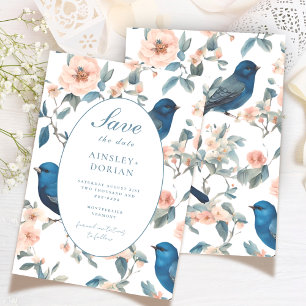 Elegantes Französisch Vintag Blue Chinoiserie Hoch Save The Date