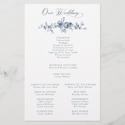 Elegantes französisches Blue Floral Toile Programm (Vorderseite)