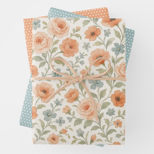 Elegantes französisches Blumenmuster im Shabby Chi Geschenkpapier Set (Beispiel)