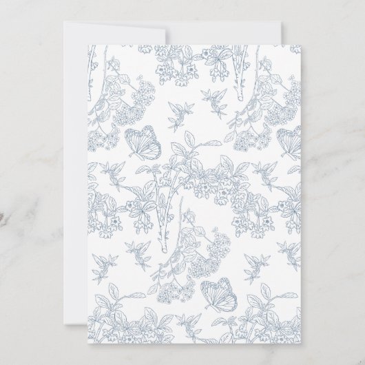 Elegantes französisches Blumenrahmen-Brautparty Einladung (Rückseite)