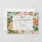 Elegantes französisches Blumenwasser Aqua Rose Vog RSVP Karte (Vorderseite)