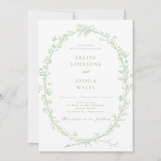 Elegantes französisches Blumenzitat Einladung (Vorderseite)