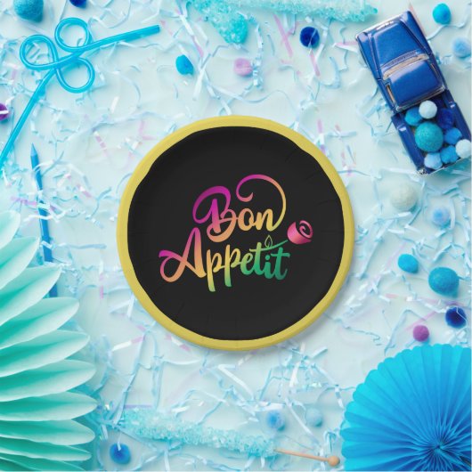 Elegantes französisches Bonmotite Zitat Gelbe schw Pappteller (Party)