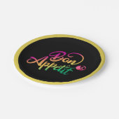 Elegantes französisches Bonmotite Zitat Gelbe schw Pappteller (Schrägansicht)