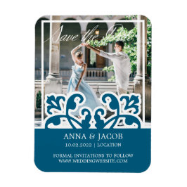 Elegantes französisches Foto Save the Date Einladu Magnet