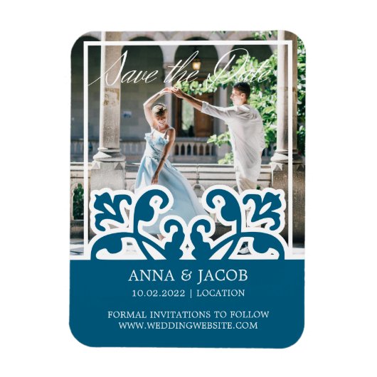 Elegantes französisches Foto Save the Date Einladu Magnet (Vertikal)