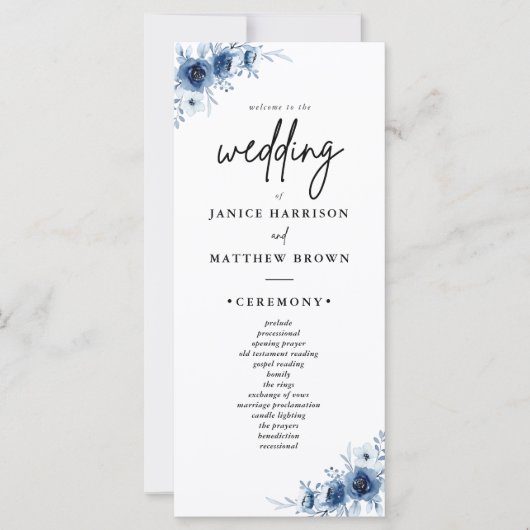 Elegantes französisches Hochzeitsprogramm für Vint (Vorderseite)