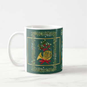 Elegantes französisches Horn Weihnachten Dunkelgrü Kaffeetasse