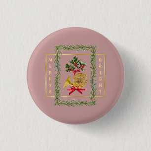 Elegantes französisches Horn Weihnachten Mauve Button