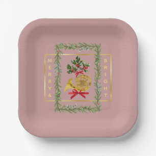 Elegantes französisches Horn Weihnachten Mauve Pappteller