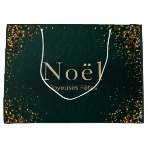 Elegantes französisches Noël Frohe Feiertage Weihn Große Geschenktüte