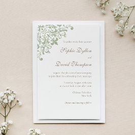 Elegantes französisches Regency Green Lilie Patter Einladung