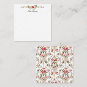 Elegantes französisches Rokoko-Blumenmuster mit we Mitteilungskarte
