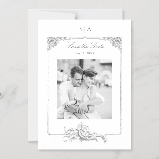 Elegantes französisches Rokoko Foto Save the Date Magneteinladung (Vorderseite)