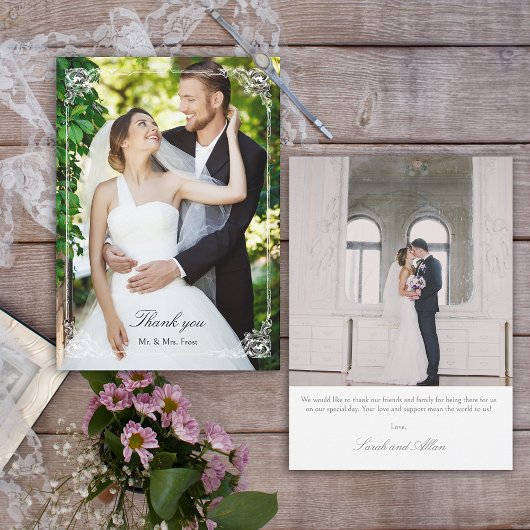 Elegantes französisches Rokoko Frame Foto Dankeskarte