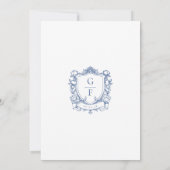 Elegantes französisches Rose Blue Monogram Wappen  Einladung (Rückseite)