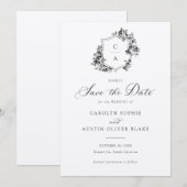 Elegantes französisches Rose Blumenkarten-Wappen R Einladung (Vorne/Hinten)