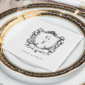 Elegantes französisches Rose Monogram Wappen Weddi Serviette