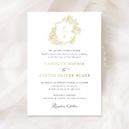 Elegantes französisches Rose-Monogramm-Wappen Hoch Folieneinladung