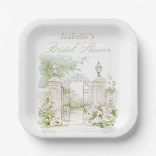 Elegantes französisches Schloss Pastel Pappteller