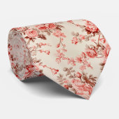 Elegantes französisches Toile Rosa Blumenmuster Krawatte (Gerollt)