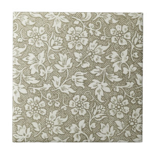 Elegantes französisches vintage beiges Blumenmuste Fliese