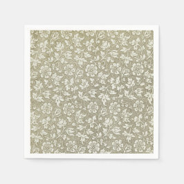 Elegantes französisches Vintages Beige-Blumenmuste Serviette