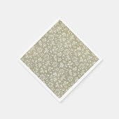 Elegantes französisches Vintages Beige-Blumenmuste Serviette (Ecke)