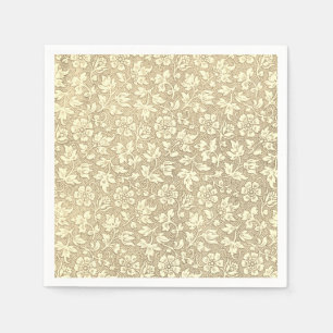 Elegantes französisches Vintages Beige Creme Flora Serviette