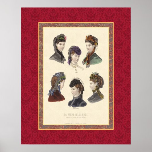Elegantes Frauenhass und Bonnets Viktorianisch Vin Poster (Vorne)
