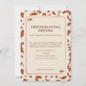 Elegantes Freundesdankfest-Dinnerparty mit fallend Einladung (Vorderseite)