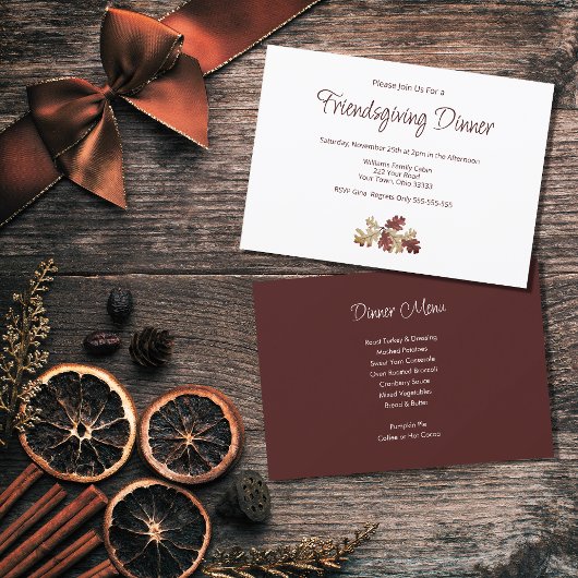 Elegantes Friendsgiving Fall Foliage Dinner Einladung